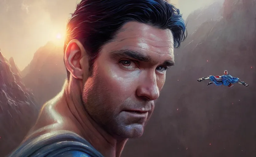 Prompt: highly detailed portrait of antony starr as superman, in the justice league, stephen bliss, unreal engine, fantasy art by greg rutkowski, loish, rhads, ferdinand knab, makoto shinkai and lois van baarle, ilya kuvshinov, rossdraws, tom bagshaw, global illumination, radiant light, detailed and intricate environment