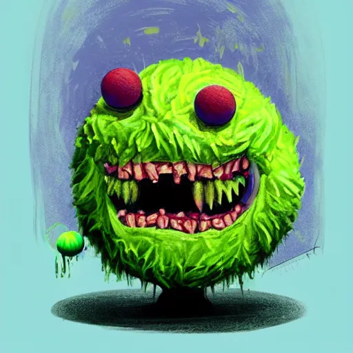 Image similar to a tennis ball monster, digital art, fantasy, magic, trending on artstation, ultra detailed, professional illustration by Basil Gogos