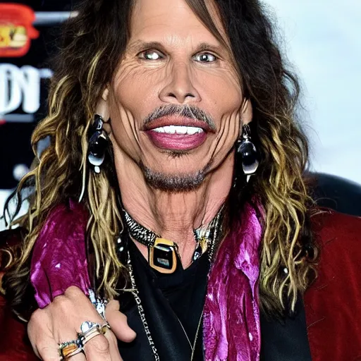 Image similar to steven tyler is an anthropomorphic juicy tbone steak