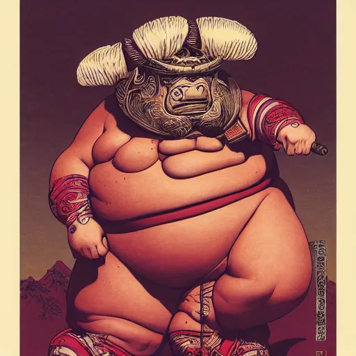 Image similar to character portrait of a plump rubenesque woman shugoki wearing samurai o - yoroi, mortal shell, scorn game, by h r geiger and beksinski, grim dark, lara sava, ukiyo - e, cg society, tone mapping, global illumination,