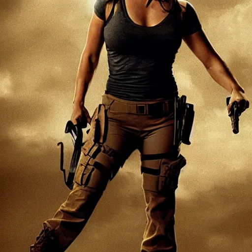 prompthunt: Jennifer Connelly plays Lara croft, promo poster, movie poster,  cool pose