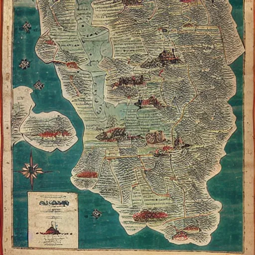 Image similar to map of northern thailand, 1 7 th century, high accuracy, based on geographical map,