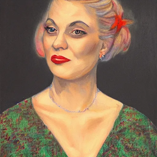 Prompt: a portrait painting of lilly masotto