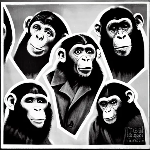 Image similar to the beatles as chimpanzees, photo, high detail
