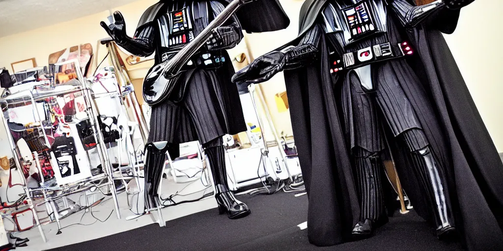 Image similar to Darth Vader playing black B.C. Rich guitar