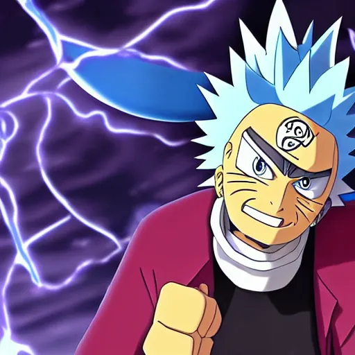 Image similar to Rick Sanchez in Naruto 4K detailed Digital art