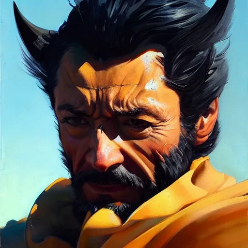 Image similar to greg manchess portrait painting of wolverine, medium shot, asymmetrical, profile picture, organic painting, sunny day, matte painting, bold shapes, hard edges, street art, trending on artstation, by huang guangjian and gil elvgren and sachin teng