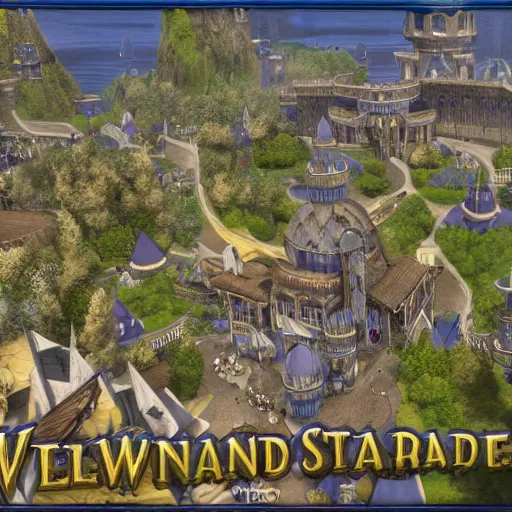 Image similar to Stormwind city, screenshot from violet evergarden