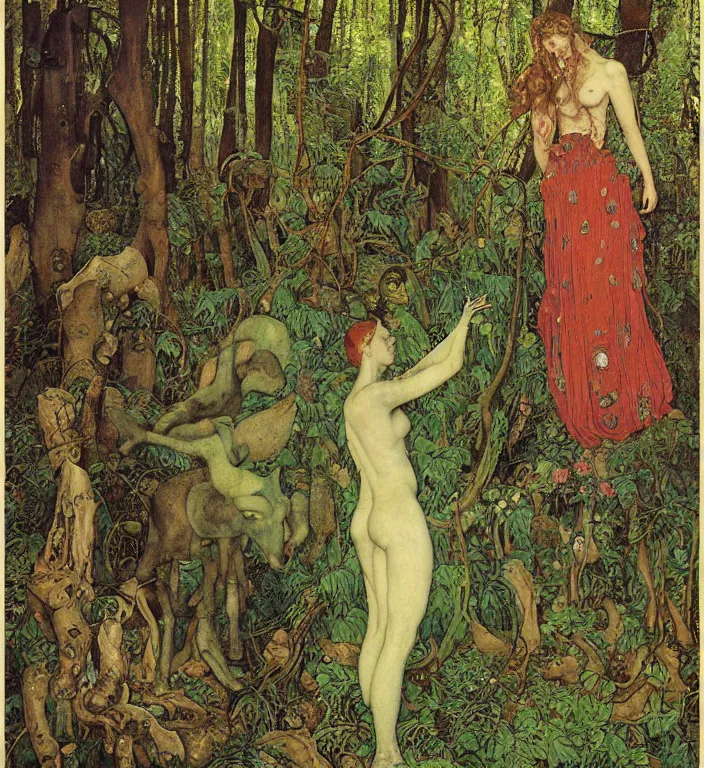 Prompt: pixelated corrupted professional pre-raphaelite photo of a person in the forest with a goat and a robot by Ivan Bilibin, Austin Osman Spare, Norman Rockwell, high quality, ultra detailed. Beksinski painting, part by Adrian Ghenie and Gerhard Richter. art by Takato Yamamoto. masterpiece, oil on canvas painting, pixelart