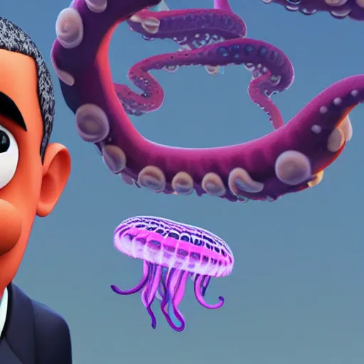 Prompt: Barack Obama face as Mario , tentacles, unnatural shapes, jellyfish, insect, octane render, 3d digital art by beeple, unreal engine 5, award winning