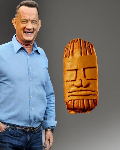 Image similar to tom hanks as a tamale, human face made out of a tamale