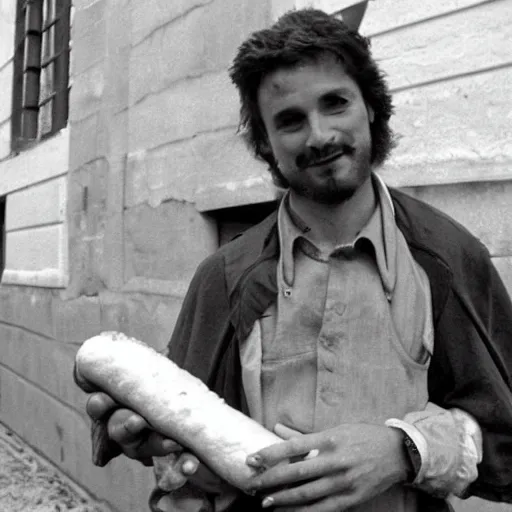 Image similar to a frenchman with a baguette and a bottle of wine in 1 9 9 0