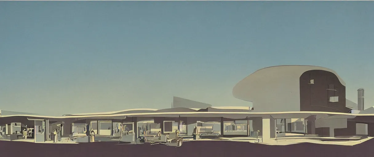 Image similar to midcentury architecture. wide shot. imagined by ken adam.