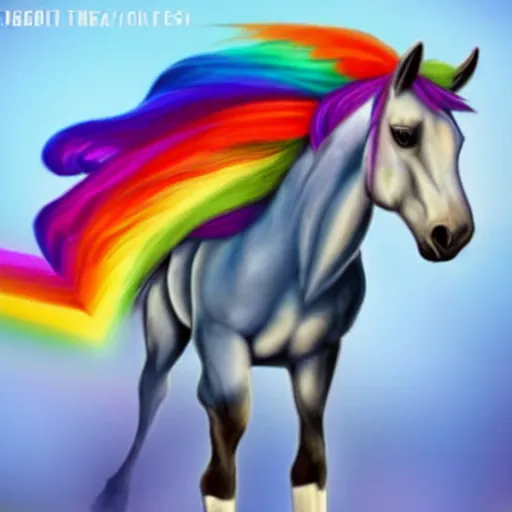 Prompt: photo of a horse that looks like rainbow dash