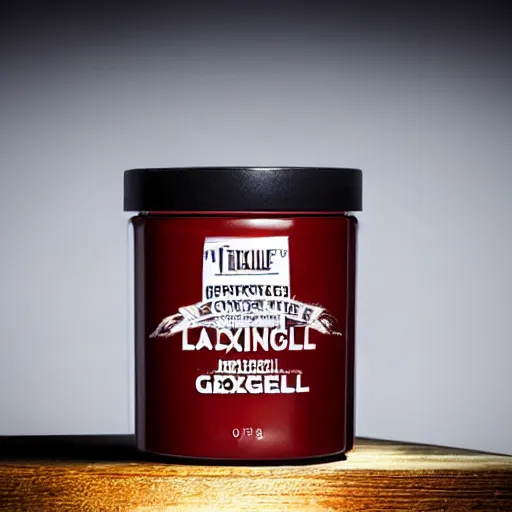 Image similar to a professional photo of a new container for Axle Grease Hair Gel, dramatic cinematic studio lighting