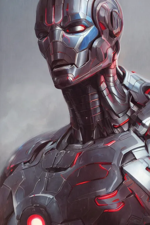 Image similar to Portrait of Mark Zuckerberg as Ultron, marvel comics, dark, intricate, highly detailed, smooth, artstation, digital illustration by Ruan Jia and Mandy Jurgens and Artgerm and Wayne Barlowe and Greg Rutkowski and Zdislav Beksinski