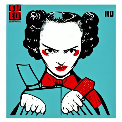 Prompt: individual cute ada lovelace silk screen butcher billy style