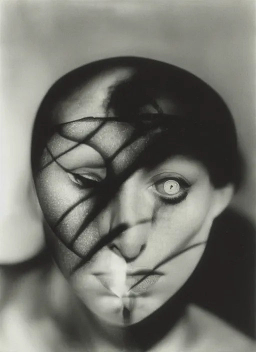 Prompt: female head in a aquarium, lights caustic, tropical fish, surreal photography by Man Ray and Claude Cahun