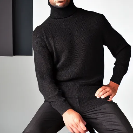 Image similar to A man in a black turtleneck sweater