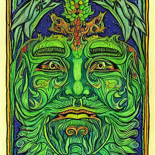 Image similar to green man by ivan bilibin