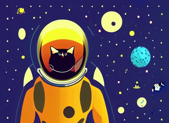 Prompt: digital art vector cat with space helmet scifi!!! detailed wallpaper trending on artstation