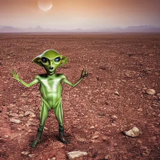 Image similar to an amazing award winning portrait photo of an alien on an unknown planet