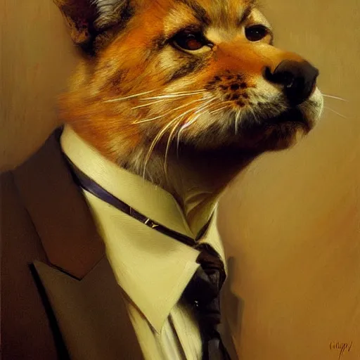 Image similar to a portrait of an animal wearing a suit. highly detailed painting by gaston bussiere, craig mullins, j. c. leyendecker, furry