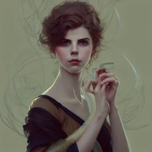 Image similar to beautiful natural Lucy Boynton, intricate, elegant, highly detailed, digital painting, artstation, concept art, smooth, sharp focus, illustration, art by artgerm and greg rutkowski and alphonse mucha and loish and WLOP