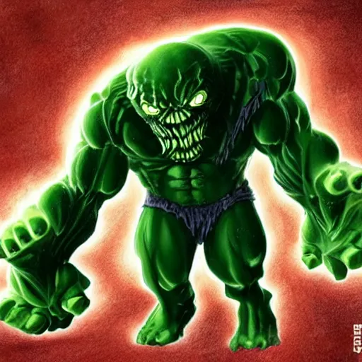 Prompt: fusion between hulk and cthulhu in the style of kentaro miura