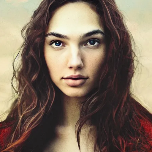 Image similar to a masterpiece portrait photo of a beautiful young woman who looks like an eskimo gal gadot, symmetrical face, random background scene