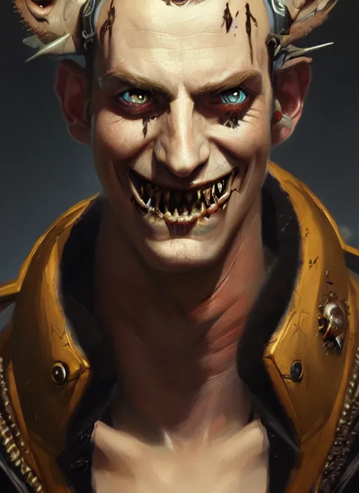 Image similar to portrait of junkrat from overwatch, victorian, concept art, detailed face, fantasy, close up face, highly detailed, cinematic lighting, digital art painting by greg rutkowski