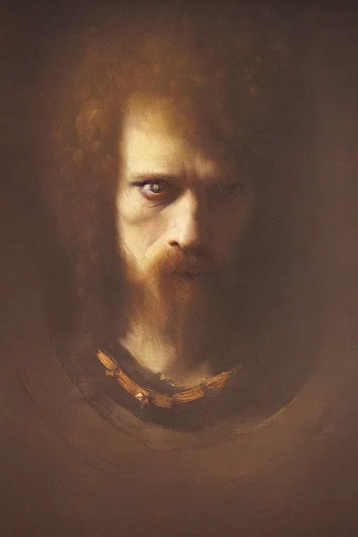 Prompt: a portrait of john of the black bands facing his death, soft painting, rembrandt style, elegant, highly detailed, sharp focus, art by tom bagshaw, casimir art, kelogsloops and greg rutkowski