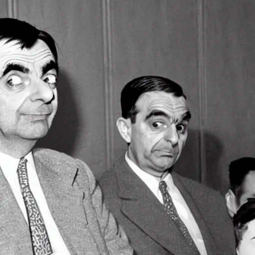 Prompt: mr bean on trial at the nuremberg trials