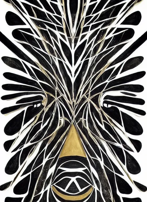 Image similar to black gold silver, crow portrait!!!!!, symmetrical, award - winning painting, abstract, gold and silver shapes, rectangles, geometry, elegant, luxurious, beautiful, pitch black background, dali