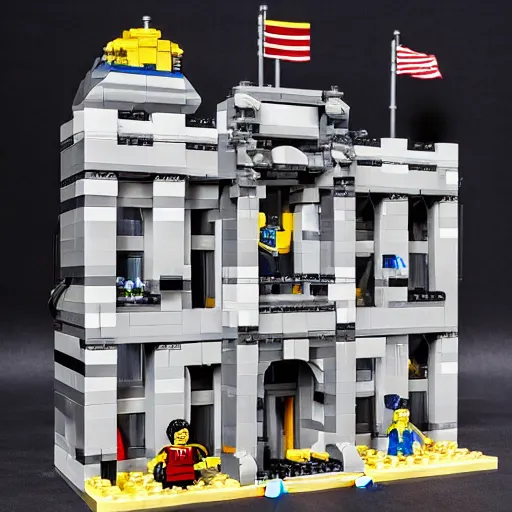 Image similar to mar - a - lago fbi raid lego set