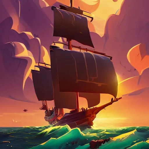 Image similar to painting treasure on sea of thieves game smooth median photoshop filter cutout vector, behance hd by jesper ejsing, by rhads, makoto shinkai and lois van baarle, ilya kuvshinov, rossdraws global illumination