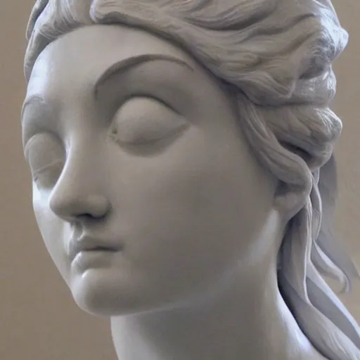 Prompt: Ana de Armas statue Play Athena , plaster statue, high detail , face ,eerie lights ,dark