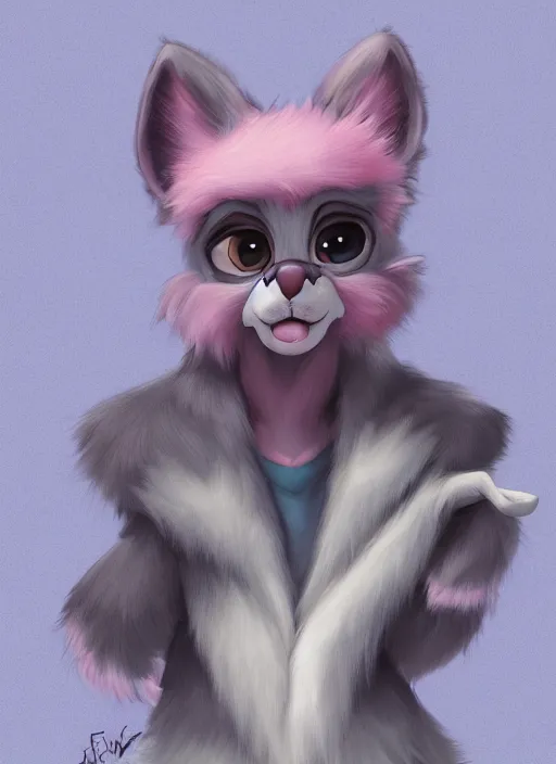 Prompt: adorable, brilliant, elegant, pastel texture, matte painting hyperpop cutest fuzzy furry portrait of an anthropomorphic cartoon style fursona, drawn by Falvie, fleurfurr, trending on furaffinity trending on pixiv