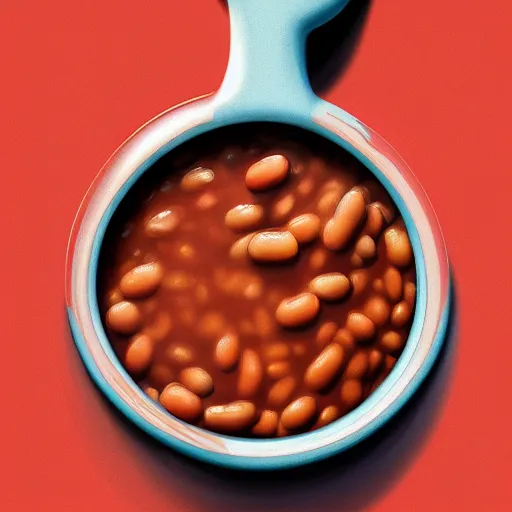 Prompt: mr bean is fused into a bowl of baked beans, artstation, cgsociety, 8 k