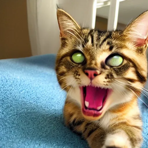 Image similar to cat laughing at hilarious joke