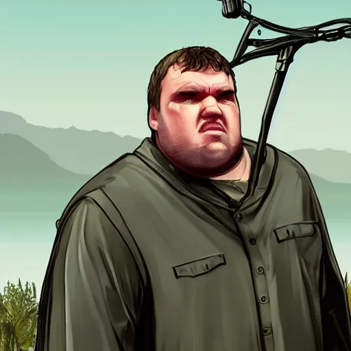 Image similar to hodor in gta v, cover art, good detail