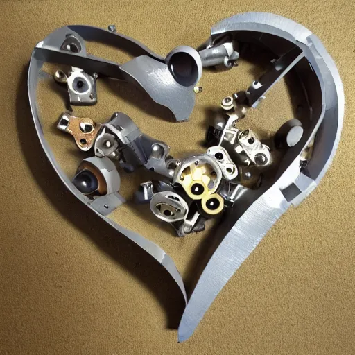 Prompt: heart made of mecanical parts