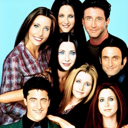 Image similar to the cast of friends as the adams family