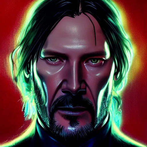 Prompt: portrait of John Wick, green eyes, face, electric, intricate, black mist, embers, highly detailed, trending on artstation, concept art, smooth, sharp focus, illustration, art by artgerm and greg rutkowski and alphonse mucha, unreal engine, 4k, 8k