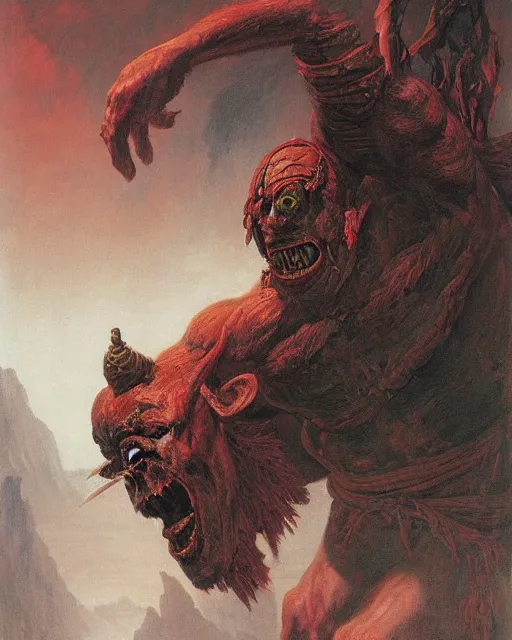 Prompt: an orc warrior by Thomas Cole and Wayne Barlowe