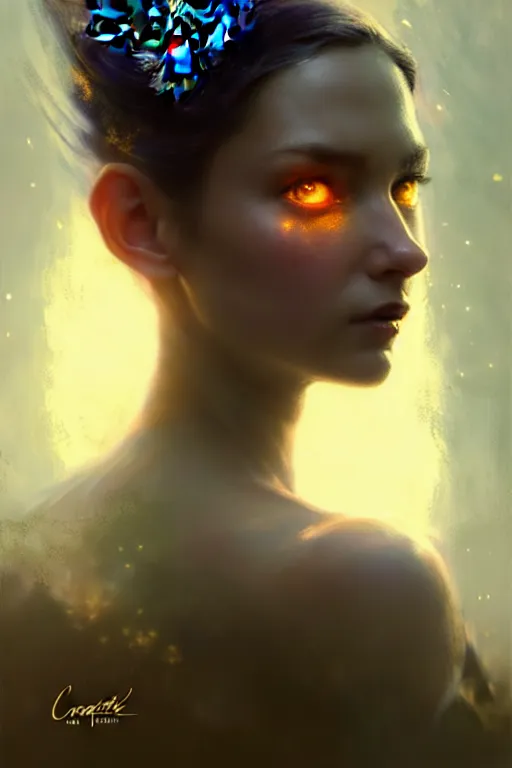 Image similar to cinematic shot of an epic portrait of a fairy dressed in military clothes, shiny skin, beautiful eyes, beautiful, small details, night setting, realistic poster with volumetric light from craig mallism, artgerm, jeremy lipkin and michael garmash, unreal engine, radiant light, detailed and complex environment, digital art, trends at art station, a masterpiece