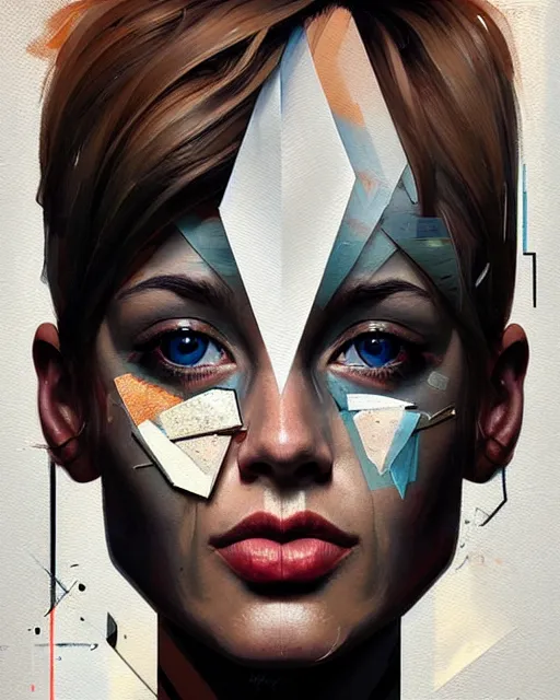 Image similar to painting, shards of time, face portrait, centered portrait, medium closd - up, illustration, highly detailed, simple, no jagged lines, smooth, artstation, artwork by obey, artwork by sandra chevrier