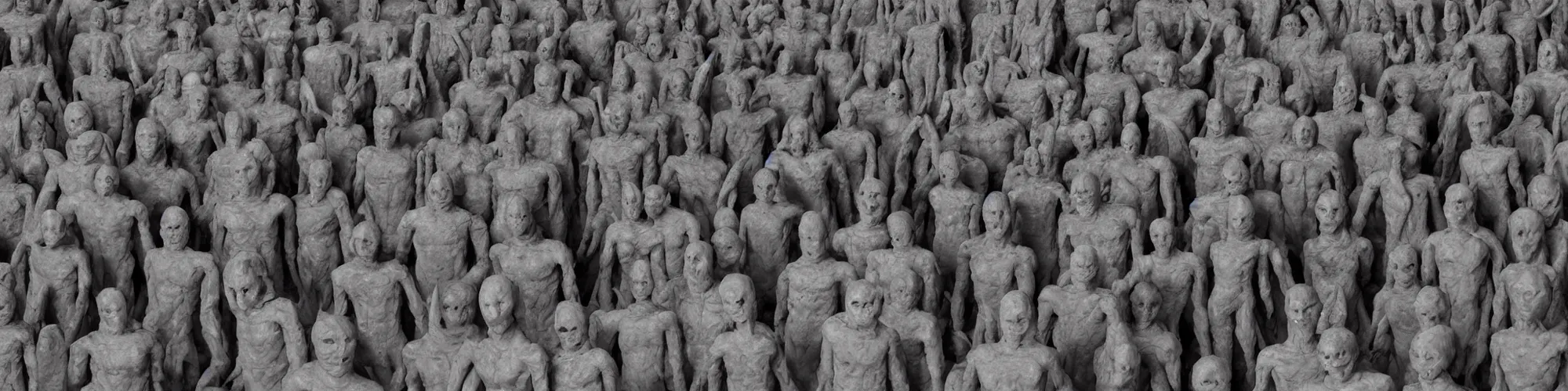 Image similar to hundreds of humans. A sea of humans. interconnected flesh. Melting clay golem humans. Dungeons&Dragons: Lemure. Lemure creature. Demonic scene. Many humans intertwined and woven together. Bodies and forms amesh. Extremely unsettling artwork. Clay sculpture by Alberto Giacometti.