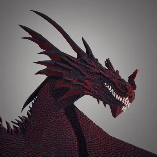 Prompt: A 3d render of a dragon, digital art, voxel art style, trending on artstation