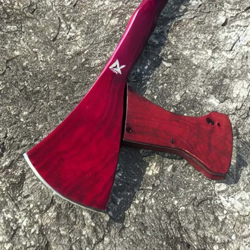 Prompt: axe made of pure ruby